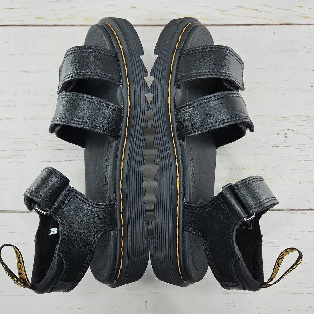 Dr Martens Klaire J Youth Junior Girls 5‎ Leather Black Strappy Sandals Adjust
